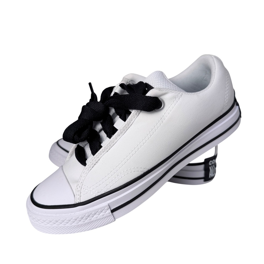 Converse All Star Low Top White Black Fat Laces Sneakers A14722C Mens 5 Wmn 6.5